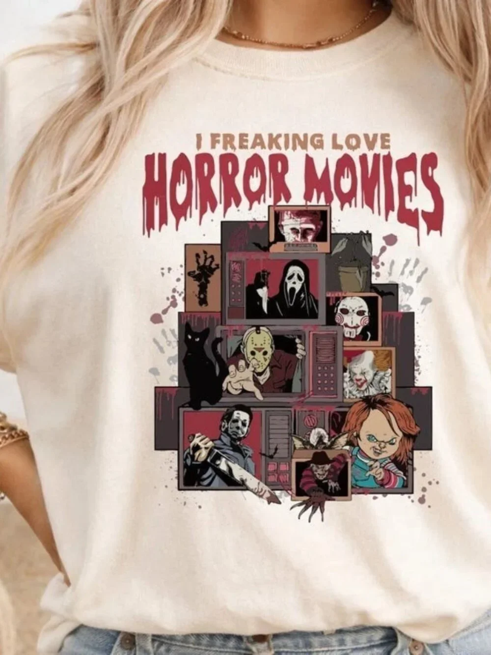 I Freaking Love Horror Movies Shirt, Halloween Shirt, Scary Movie Lover Shirt